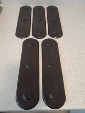 Set Of 5 Original Edwardian Finger Plates Solid Ebony Hardwood 7.5x29cm Restored