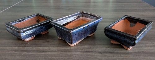 Bonsai tree pot bundle - x3, blue