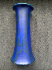 1938 Bretby Pottery Marbled Blue Vase 10ins High