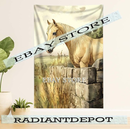 Horse stone fence - stone, tapestry