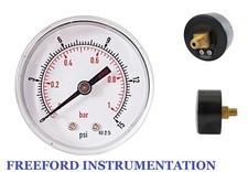 Low Pressure Gauge air oil water 50mm 0/15 PSI & 0/1 Bar 1/8 BSPT Back 2.5%