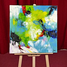 Abstract Oil Painting Original Signed "Jany" Canvas  Medium Size 23.5 x 23.5"