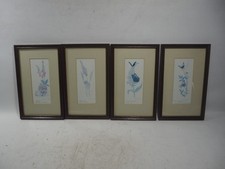 4 x Vintage Julie Hockin Wildlife Mounted & Framed Prints