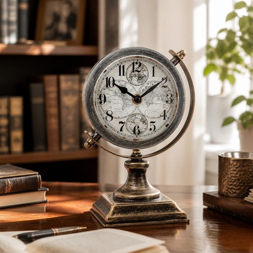 Silver mantel clock silent - silver,