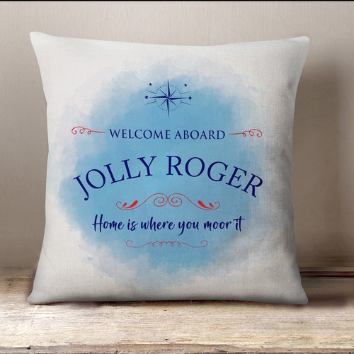 Personalised boat name cushion - personalised,