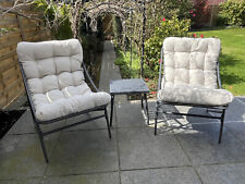 3 Piece Garden Bistro Set Outdoor Patio Furniture 2 Chairs & Table w/ Cushions