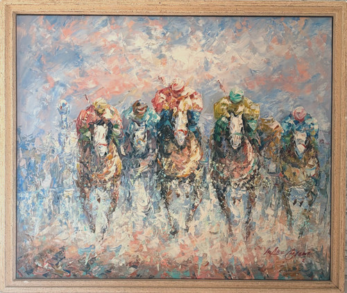 Horse race vintage - horse, oil