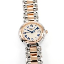 Longines PrimaLuna L8.110.5 Silver Roman Numeral & 18k Rose Gold + Box & Papers