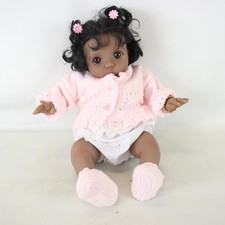 REBORN DOLL Peeka Doll Fairy 16" Baby Girl Black Hair Brown Eyes 1lb 130z- RWL