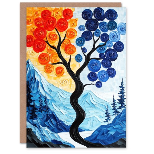 Autumn winter tree folk - winter, art