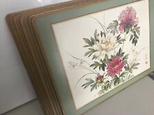 Set of 6 / 8 stunning Large Vintage unique Place mats green floral garden flower