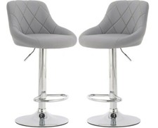 2 x MILAN Grey Bar Stools Faux