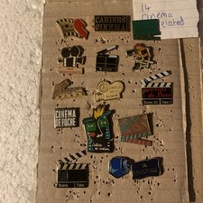 Job lot of 14 Cinema related clapperboards etc related metal lapel pins