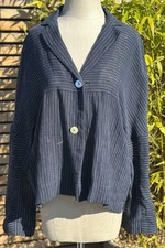 Oska Navy Blue Pinstripe Linen