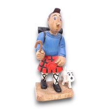 Vintage TINTIN And Snowy Hand Carved & Painted Wooden Sculpture 18" - E09