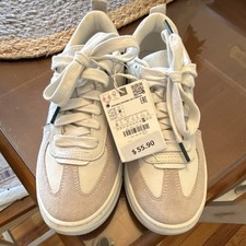 Zara white beige leather - leather, low