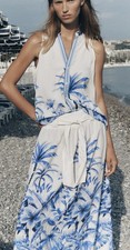 Tropical Bird Print Maxi Skirt