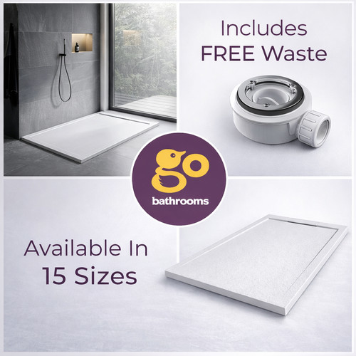 White stone resin shower tray - stone,