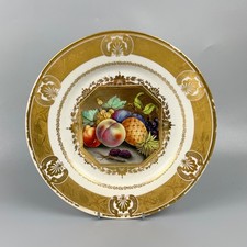 An unusual Derby red mark dessert plate fruit-painted by Robert Brewer c.1810