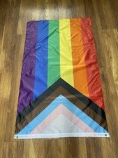 X3 Large Pride Progress Rainbow Flag 5ft x 3ft Support Festival LGBTQ Banner