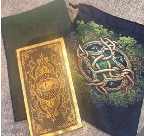 Gold foil tarot card - gold, in