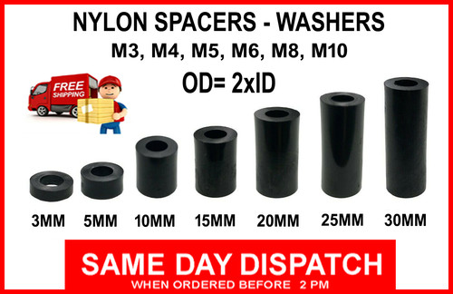 Nylon spacers black plastic - spacers,