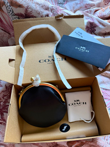 Coach kisslock pouch black - kisslock,