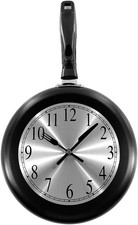 Wall Clock, 10 inch Metal Frying Pan Kitchen Clock Home Decor - Black 