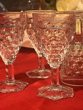 Set / 8 VTG Fostoria AMERICAN Clear Stem Hex Foot Shot Glasses 4 1/2" Barware