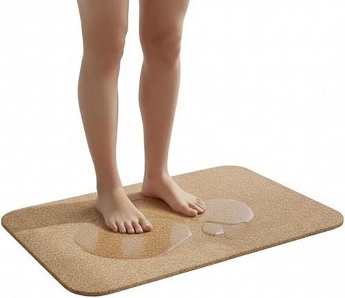 Natural cork bath mat - cork,