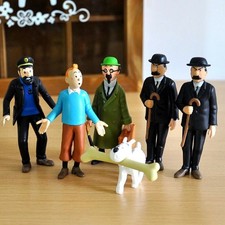 6pcs The Adventures of Tintin Snowy Captain Haddock Thompson Figure Gift Toy