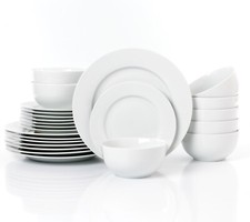 24pc White Rimmed Dinner Set