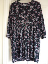 ADINI Blue/Pink Abstract Printed Three Quarter Sleeve Tunic Top Size S/M VGC