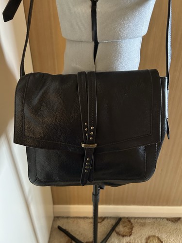 Women black leather shoulder - black,