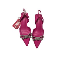 Fuchsia Satin Diamante Bow Slingback Heels For Women UK SIZE 5 EU 38 BRAND NEW