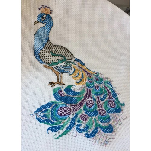Peacock blue blackwork - blue,
