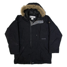 COLUMBIA Down Insulated Mens Parka Coat Black Hooded L