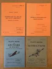 4 Pilot's Notes, HMSO Reproductions - Hurricane, Spitfire, Auster - 4 Paperbacks