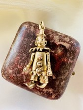 vintage 9ct gold articulated clown pendant