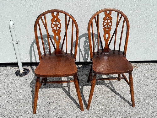 Pair vintage elm - of, seat