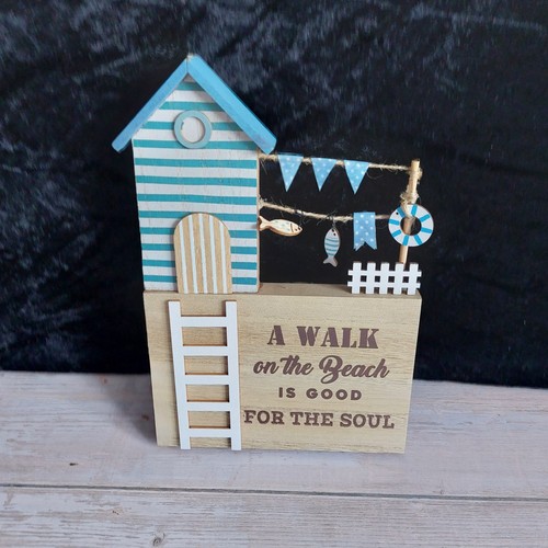 Beach hut wood ornament