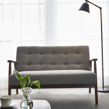 Modern Fabric 2 Seater Loveseat Sofa Couch Futon Settee Lounge for Small Space