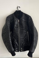 Men's DIESEL 20AW Sheepskin Leather Skeleton Embroidered Bomber Biker Jacket