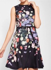 ted baker izabela kensington floral bow detail dress with matching bag 4uk 14