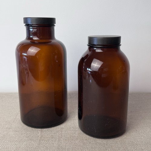 Amber glass apothecary storage - glass,