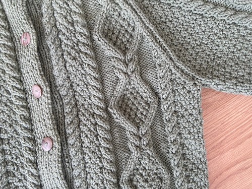 Ladies aran cardigan - cardigan., sage