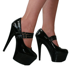 Court Shoes Black Patent PU 6