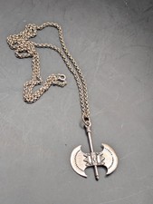 .925 STERLING SILVER Double Headed Battle Axe Pendant Necklace - 16.35gms