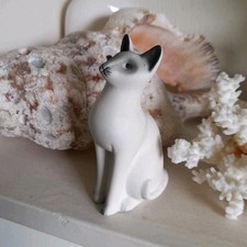Highbank Siemese Cat Porcelain Ornament Black & White Charming 