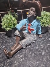 Vintage Black Americana Seated Smoking Figurine